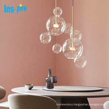 Modern nordic glass shade multi bubble pendant light led modern chandelier